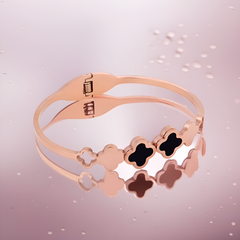 Rose Gold Clover Charm Bracelet – Elegant, Durable & Waterproof