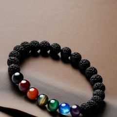 7 Chakra Energy Healing Bracelet with Black Rudraksha – Balance & Spiritual Protection