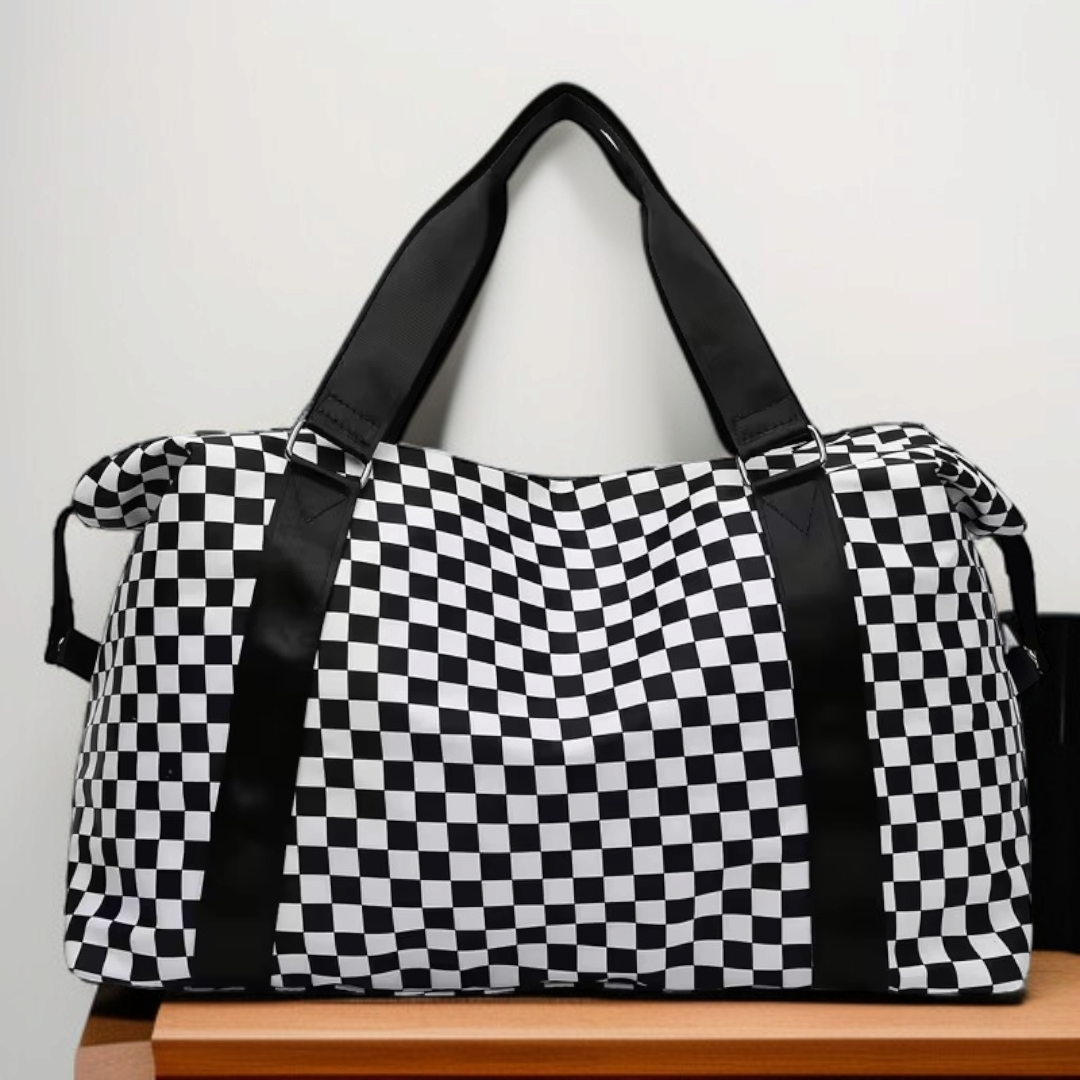 Checkered Weekender Travel tote Bag – Bold & Stylish