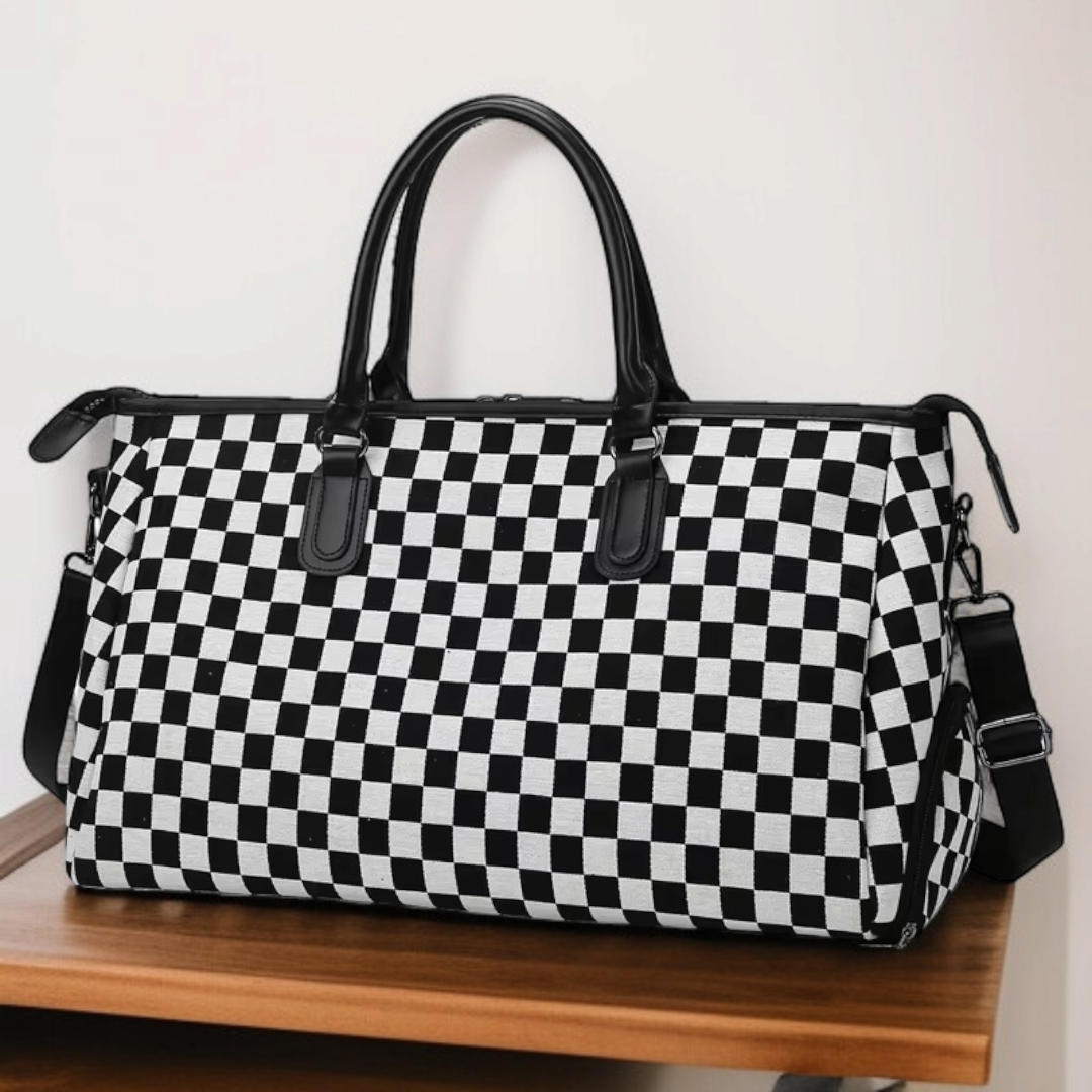 Checkered Weekender Travel tote Bag – Bold & Stylish