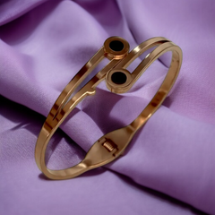 Modern Dual Circle Gold Bangle Bracelet