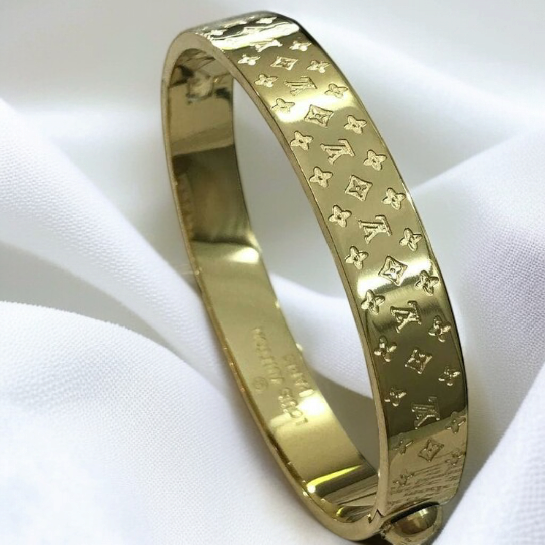 Gold Monogram Designer-Inspired Bracelet