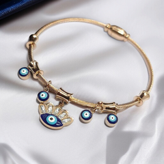 Gold-Plated Anti-Tarnish Evil Eye Charm Bracelet – Adjustable & Elegant