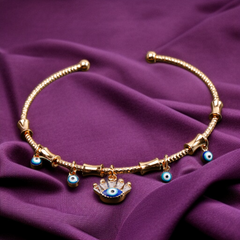 Gold-Plated Anti-Tarnish Evil Eye Charm Bracelet – Adjustable & Elegant